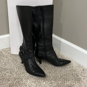 Nine West black leather knee boots